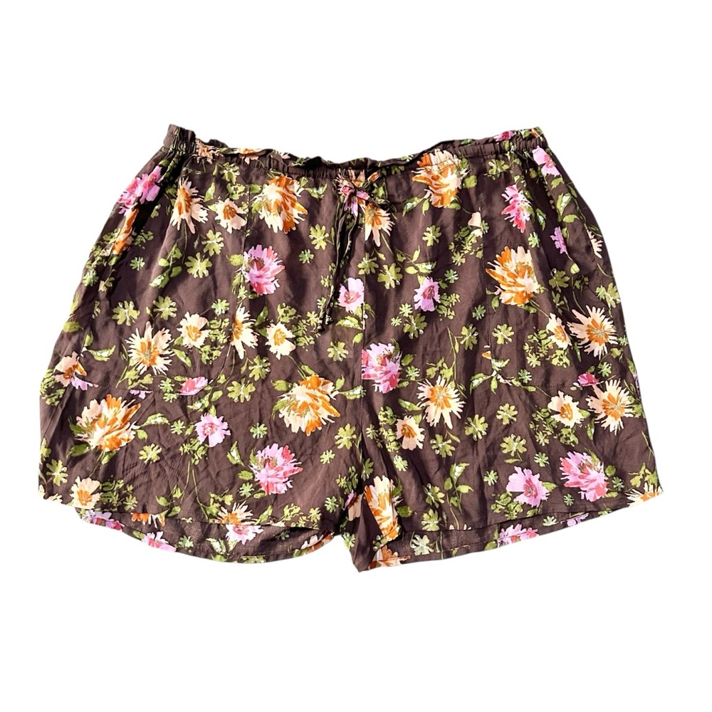 DR2 Brown Floral Paperbag Shorts with Drawstring Size L - NWT - Picture 4 of 7
